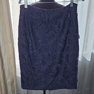 Zara Navy Floral Lace Pencil Skirt